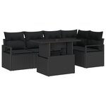 vidaXL Canapés de Jardin 6 Pièces avec Coussins Noirs en Polyrotin