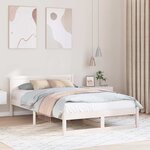 vidaXL Cadre de lit Blanc 140 x 190 cm Bois de pin massif