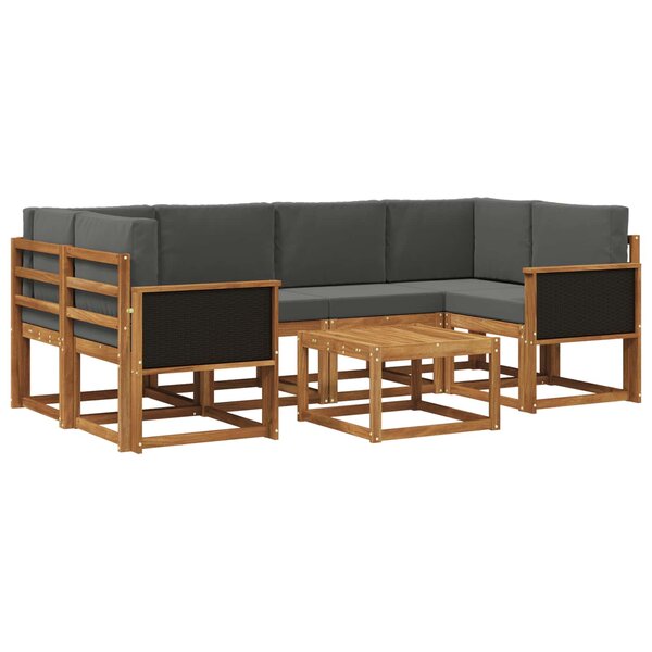 vidaXL Ensemble de canapés d'extérieur 5 Pièces Naturel et Anthracite