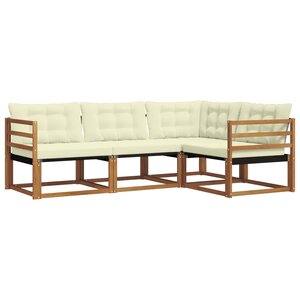 vidaXL Ensemble de canapés d'extérieur 4 pc Naturel et Crème