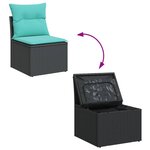 vidaXL Salon de jardin 8 Pièces avec coussins noir résine tressée
