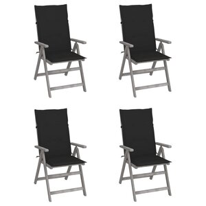 vidaXL Chaises inclinables de jardin lot de 4 et coussins Bois acacia