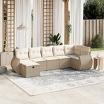 vidaXL Salon de jardin avec coussins 7 Pièces beige résine tressée