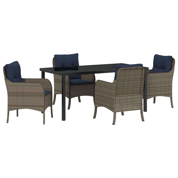 vidaXL Ensemble de salle à manger pour jardin 5 Pièces Gris polyrotin
