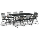 vidaXL Ensemble à manger de jardin 9 Pièces noir rotin PVC