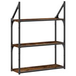 vidaXL Étagère murale 3 niveaux chêne fumé 60x21x78 5 cm