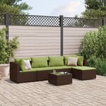 vidaXL Salon de jardin 6 Pièces avec coussins Marron Résine tressée