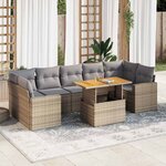 vidaXL Salon de jardin avec coussins 8 Pièces beige résine tressée