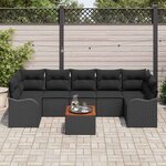 vidaXL Ensemble de canapé de jardin 8 Pièces Noir