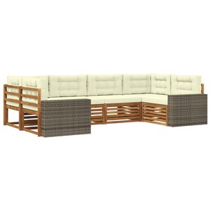 vidaXL Ensemble de canapés d'extérieur 6 pc Naturel et Crème