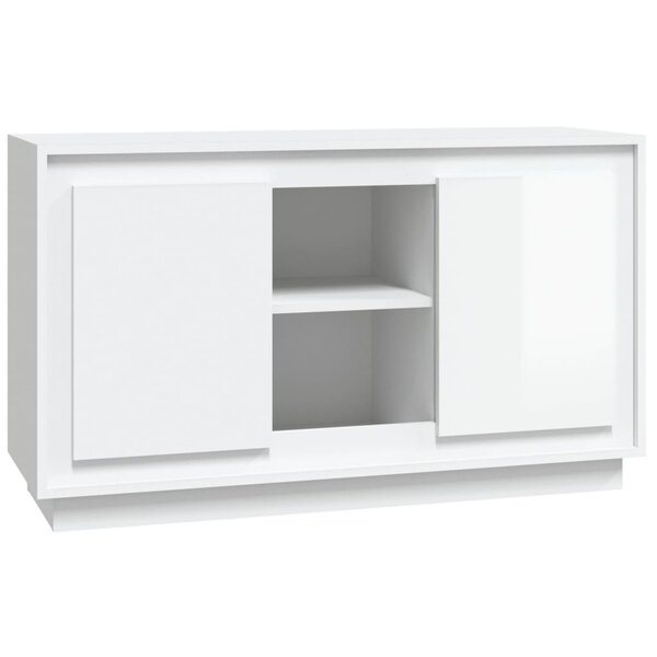 vidaXL Buffet blanc brillant 102x35x60 cm bois d'ingénierie