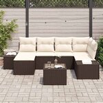 vidaXL Ensemble de canapé de jardin 6 Pièces Marron et Crème polyrotin