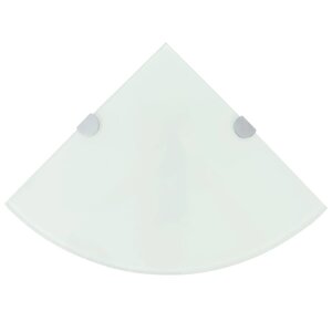 vidaXL Étagères d'angle 2 Pièces et supports chromés Verre Blanc 25x25 cm