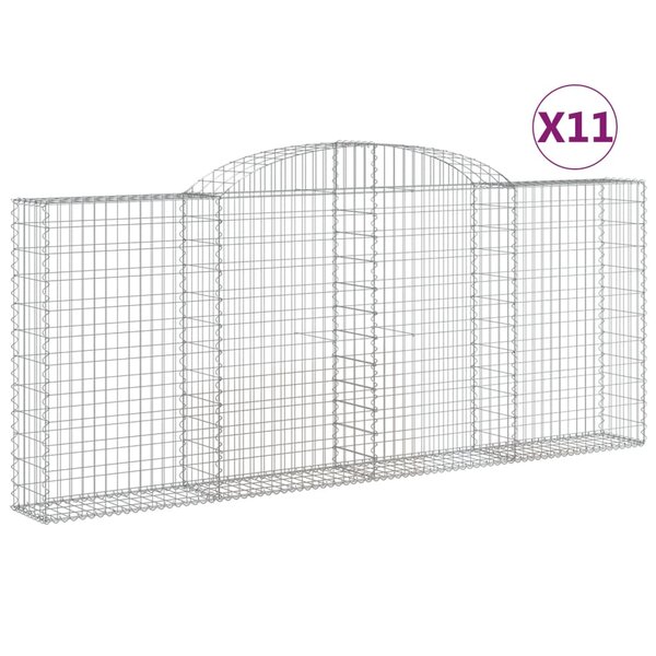 vidaXL Paniers à gabions arqués 11 Pièces 300x30x120/140 cm fer galvanisé
