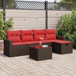 vidaXL Salon de jardin avec coussins 6 Pièces marron résine tressée