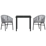 vidaXL Ensemble de salle à manger pour jardin 3 Pièces Gris Poly rotin