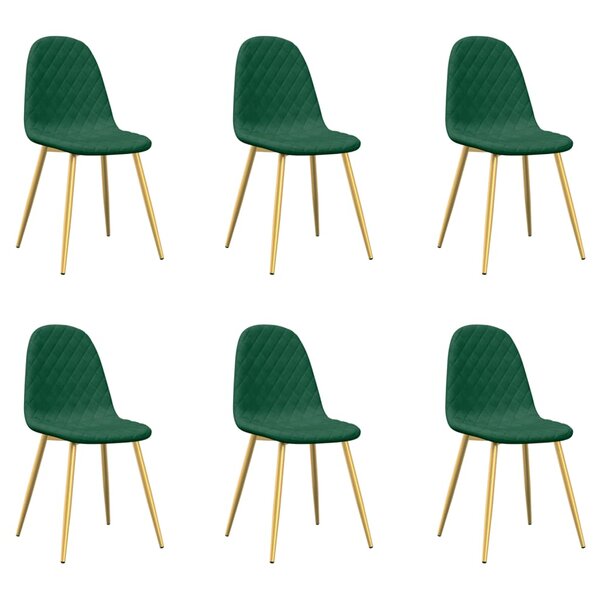 vidaXL Chaises à manger lot de 6 vert foncé velours
