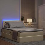 vidaXL Lit de rangement LED avec matelas Crème 120 x 190 cm Tissu