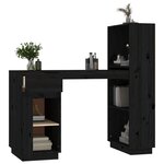 vidaXL Bureau Noir 110x53x117 cm Bois massif de pin