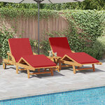 vidaXL Transat 3 Pièces Rouge 40 x 40 x 40cm Bois d'acacia massif