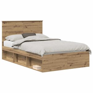 vidaXL Cadre de lit Chêne artisan 120 x 200 cm Bois de pin massif