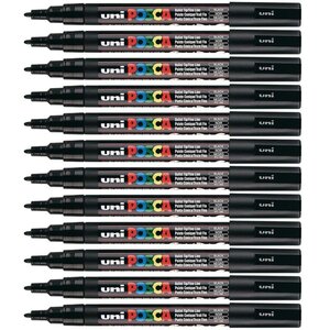 Marqueur pointe conique fine pc3m 0 9 - 1 3mm noir x 12 POSCA