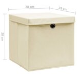 vidaXL Boîtes de rangement avec couvercles 4 Pièces 28x28x28 cm Crème