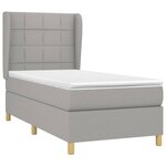 vidaXL Sommier à lattes de lit avec matelas Gris clair 100x200cm Tissu