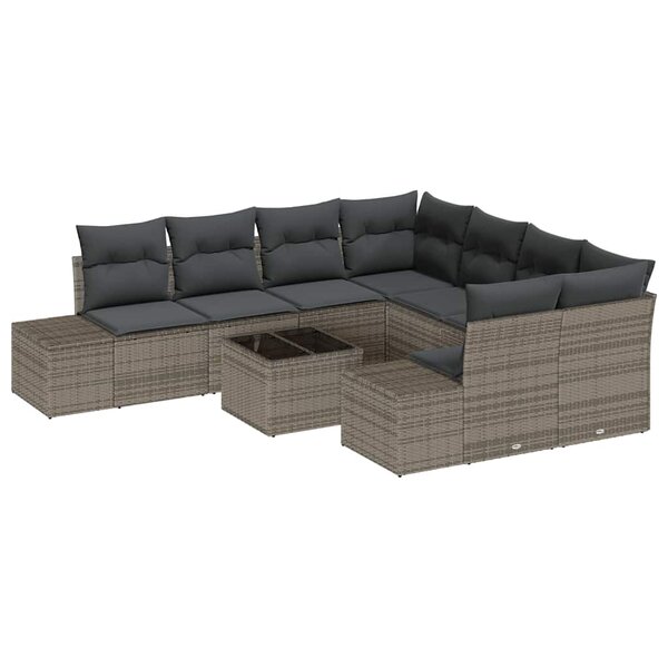 vidaXL Ensemble de canapé de jardin 9 Pièces Gris 55 x 55 x 37 cm