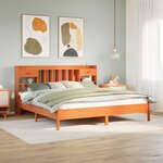 vidaXL Lit bibliothèque sans matelas cire marron 200x200 cm pin massif