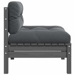 vidaXL Canapé 2 places de jardin et coussins Gris Bois de pin solide
