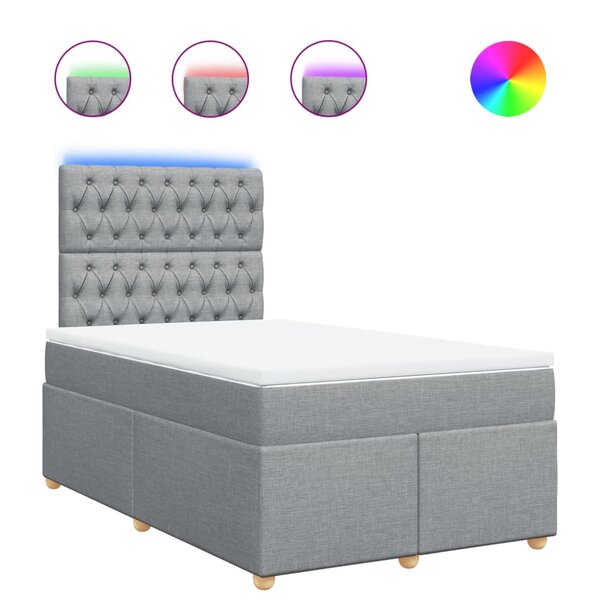 vidaXL Sommier à lattes de lit et matelas gris clair 120x190 cm tissu