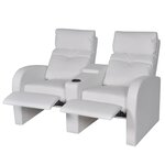 vidaXL Fauteuil inclinable à LED à 2 places Cuir artificiel Blanc