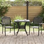 Set de Bistro de Jardin 3 Pièces en Fonte Aluminium Noir