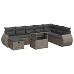 vidaXL Salon de jardin 9 Pièces avec coussins gris résine tressée