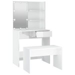 vidaXL Ensemble de coiffeuse avec LED Blanc brillant Bois d'ingénierie
