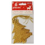6 étiquettes cadeaux - Sapins de Noël à paillettes