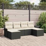 vidaXL Ensemble de canapé de jardin avec coussin 6 Pièces Noir Poly rotin
