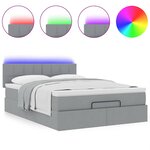 vidaXL Lit ottoman avec matelas et LED gris clair 140x190 cm tissu