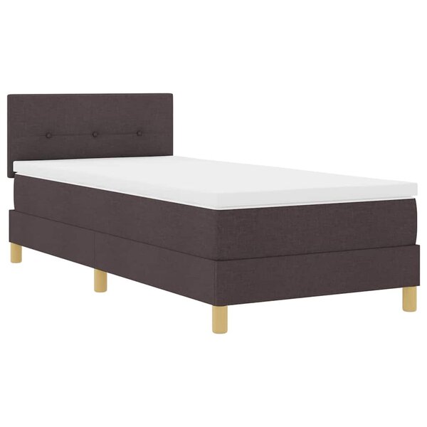 vidaXL Lit à ressort LED avec matelas Marron foncé 90 x 200 cm tissu