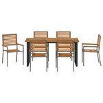 vidaXL Ensemble de salle à manger pour jardin 7 Pièces Gris