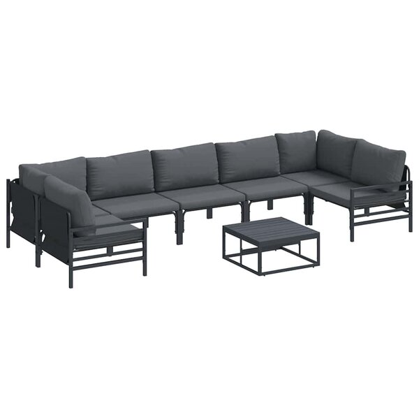 vidaXL Ensemble de canapé de jardin 8 pc Noir Acier