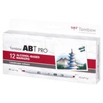 Set de 12 Marqueurs Base Alcool Double Pointe ABT PRO couleurs paysage TOMBOW