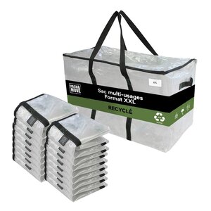Pack and Move - Lot 16 Grands Sacs Déménagement Transparent Recyclés - Rangement Et Transport Ultra Résistant - Réutilisable - Poignées Solides - 100L