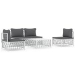 vidaXL Salon de jardin avec coussins 5 Pièces blanc acier