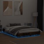 vidaXL Cadre de lit avec lumières LED chêne fumé 140x190 cm