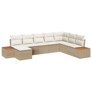 vidaXL Ensemble de canapé de jardin 8 Pièces Beige et crème Poly Rattan