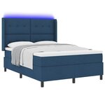 vidaXL Lit à ressort LED avec matelas Bleu 160 x 200 cm tissu