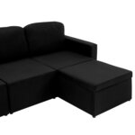vidaXL Canapé-lit modulaire 3 places Noir Tissu
