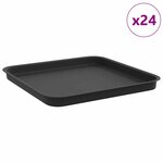 vidaXL Plateau carré à fleurs 24 pc Noir 32 x 32 x 2 5 cm Plastique